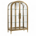 Vitrine 90 x 40 x 180 cm Metall Glas Gold Art Déco mit Glastüren - Helqimo