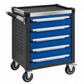 Werkstattwagen 77 x 46 x 97 cm Stahl Blau Schwarz mit 5 Schubladen und Rollen - Helqimo